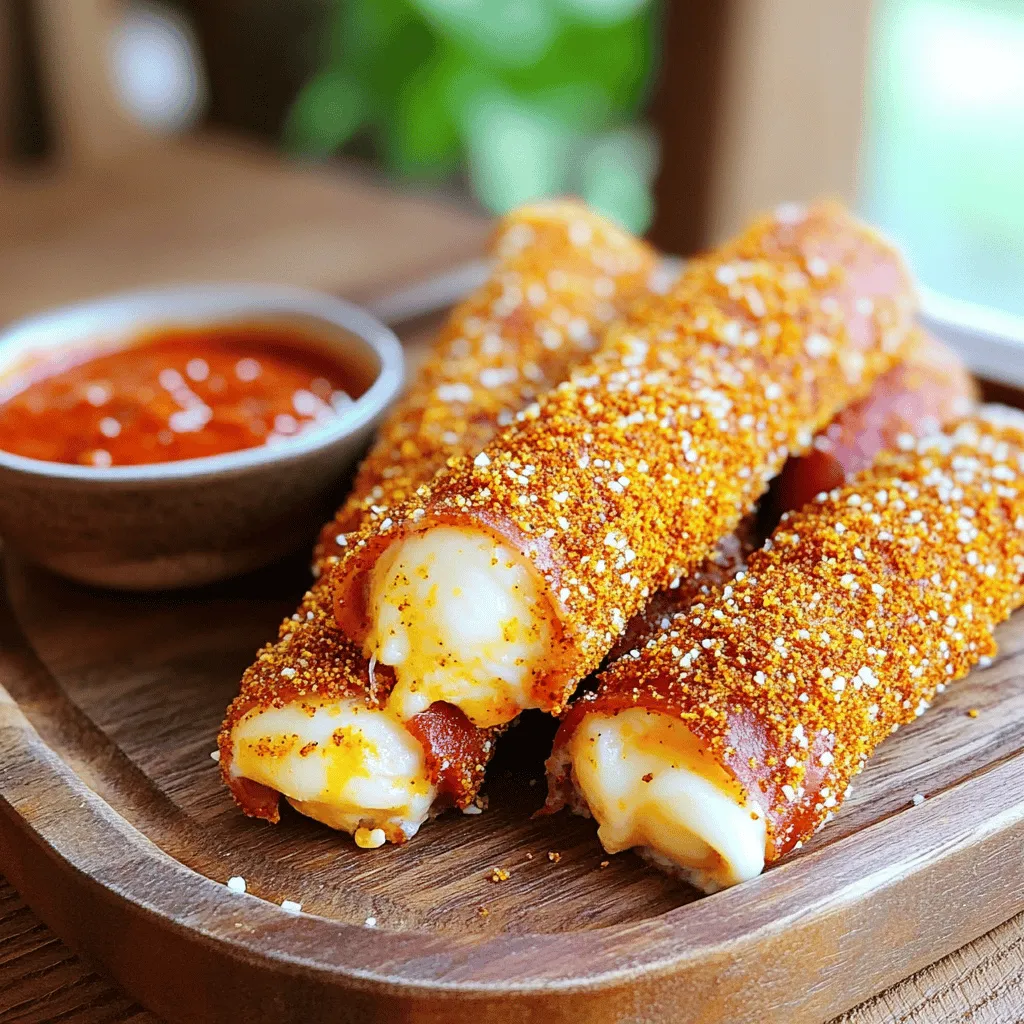 Nashville hot bacon-wrapped mozzarella sticks are a fun twist on classic snacks. They blend spicy flavors with cheesy goodness. The bacon adds a crispy texture, while the cheese oozes out when you bite in. This snack brings the heat, perfect for those who love bold flavors.