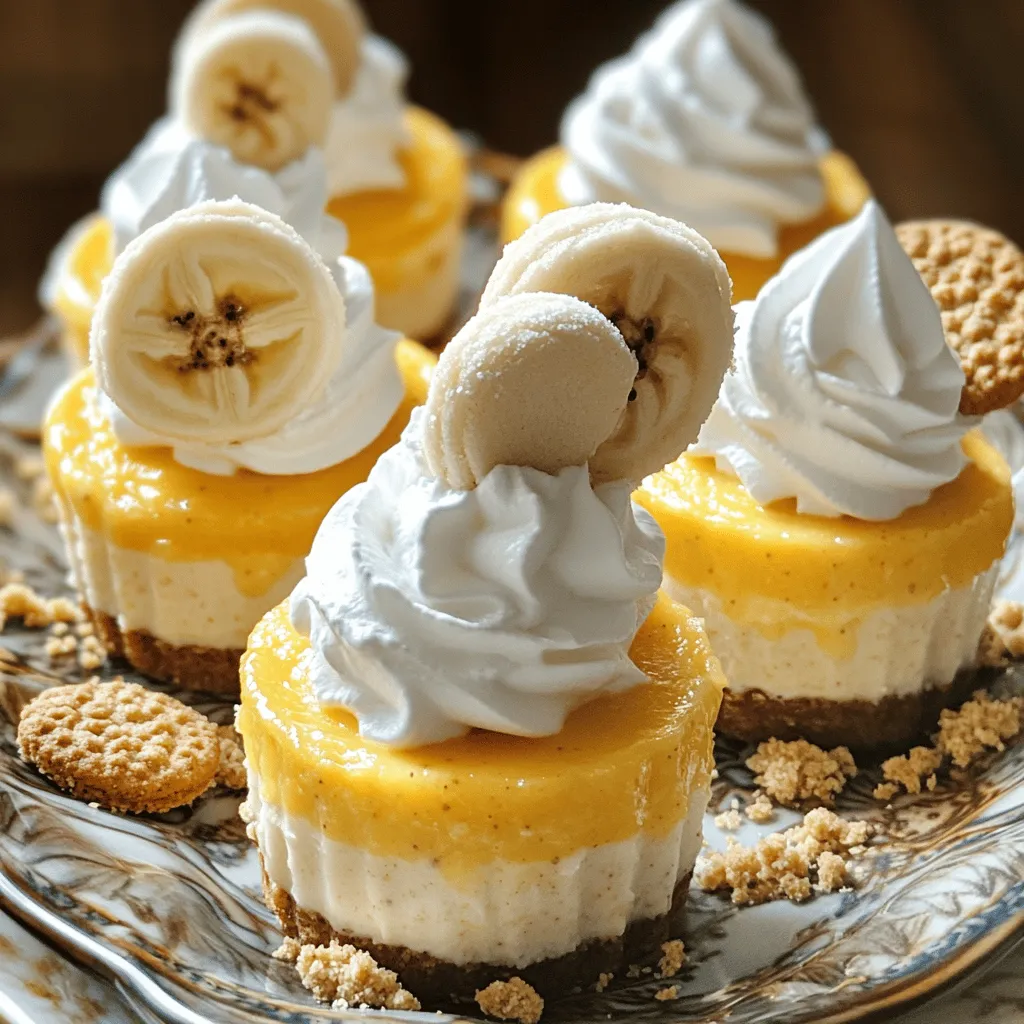 - 1 cup graham cracker crumbs - 1/4 cup unsalted butter, melted - 2 (8 oz) packages cream cheese, softened - 1/2 cup granulated sugar - 1 teaspoon vanilla extract - 2 large eggs - 2 ripe bananas, mashed - 1 cup whipped cream (for topping) - Fresh banana slices (for garnish) - Nilla wafers or mini vanilla cookies (for garnish)