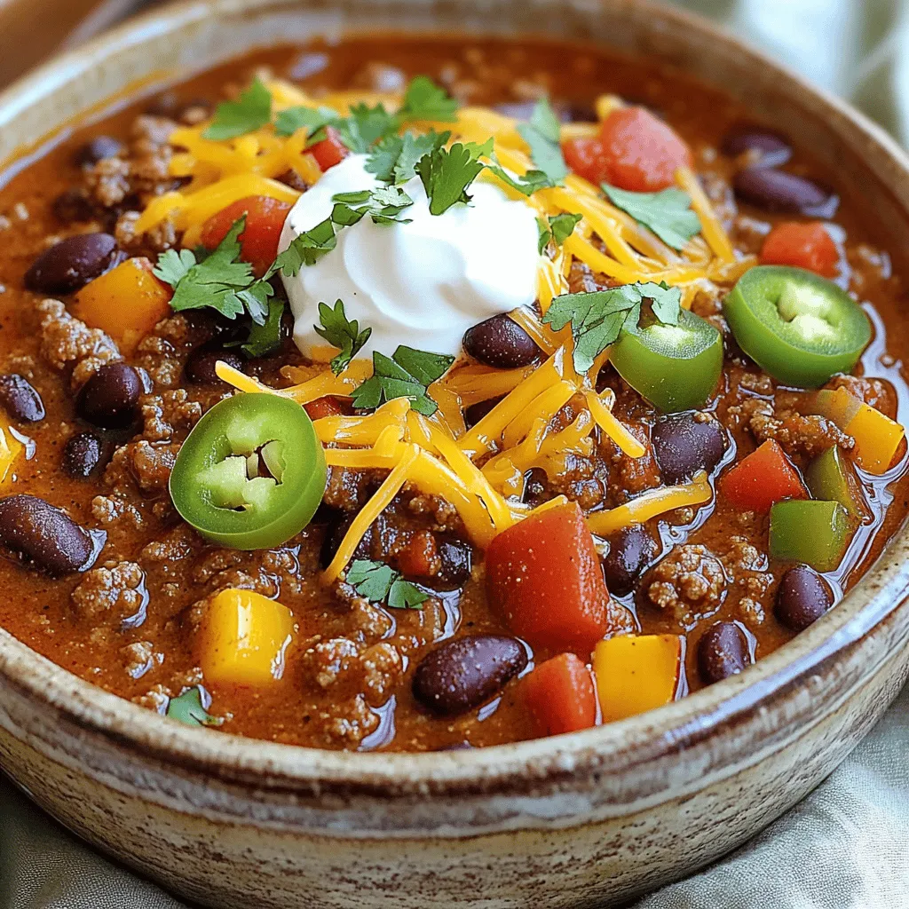 To make the best Instant Pot chili, you need key ingredients. First, use one pound of ground beef or turkey. This meat gives the chili a hearty base. Next, add two cans of beans: black beans and kidney beans. Rinse and drain them well before use.