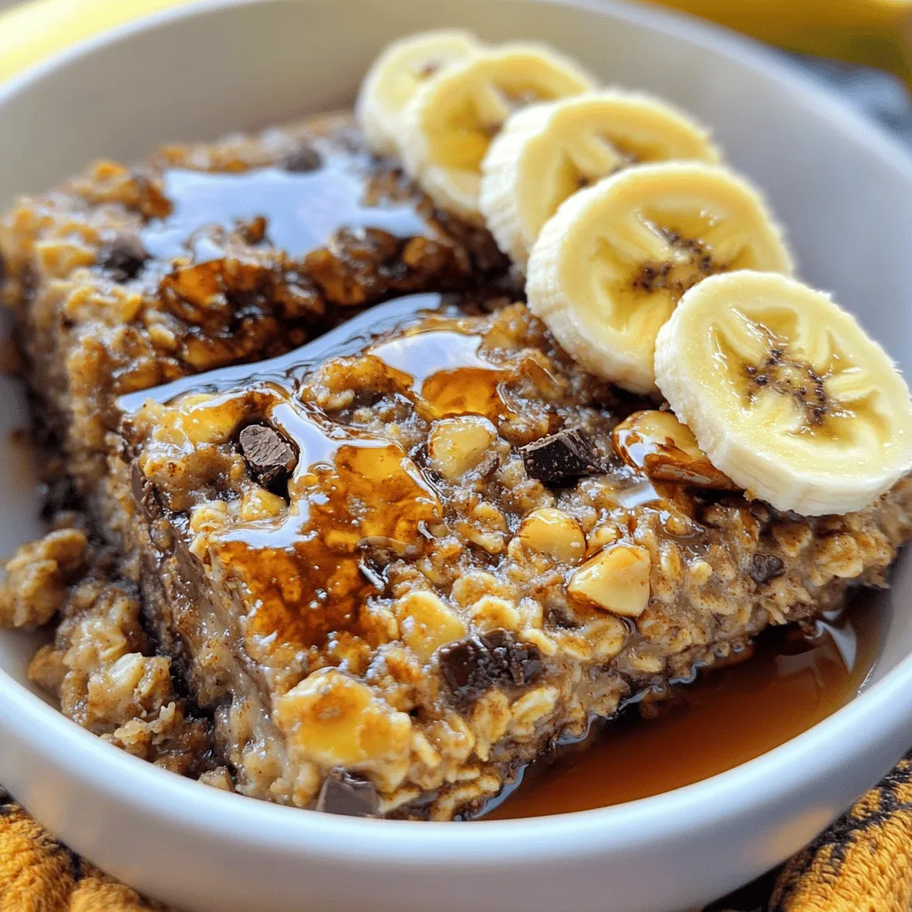 To make banana bread baked oatmeal, you need simple ingredients. Here is a list of what you need: