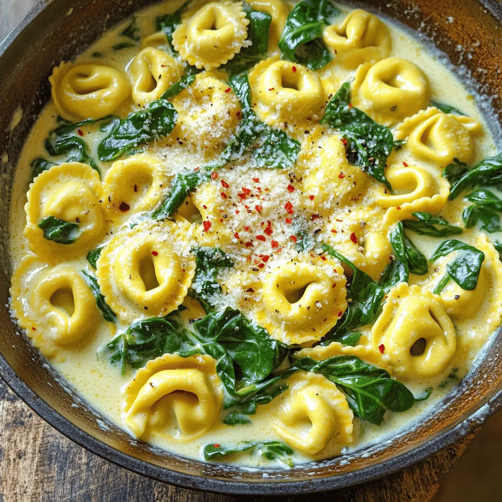 Minute Creamy Garlic Spinach Tortellini Delight