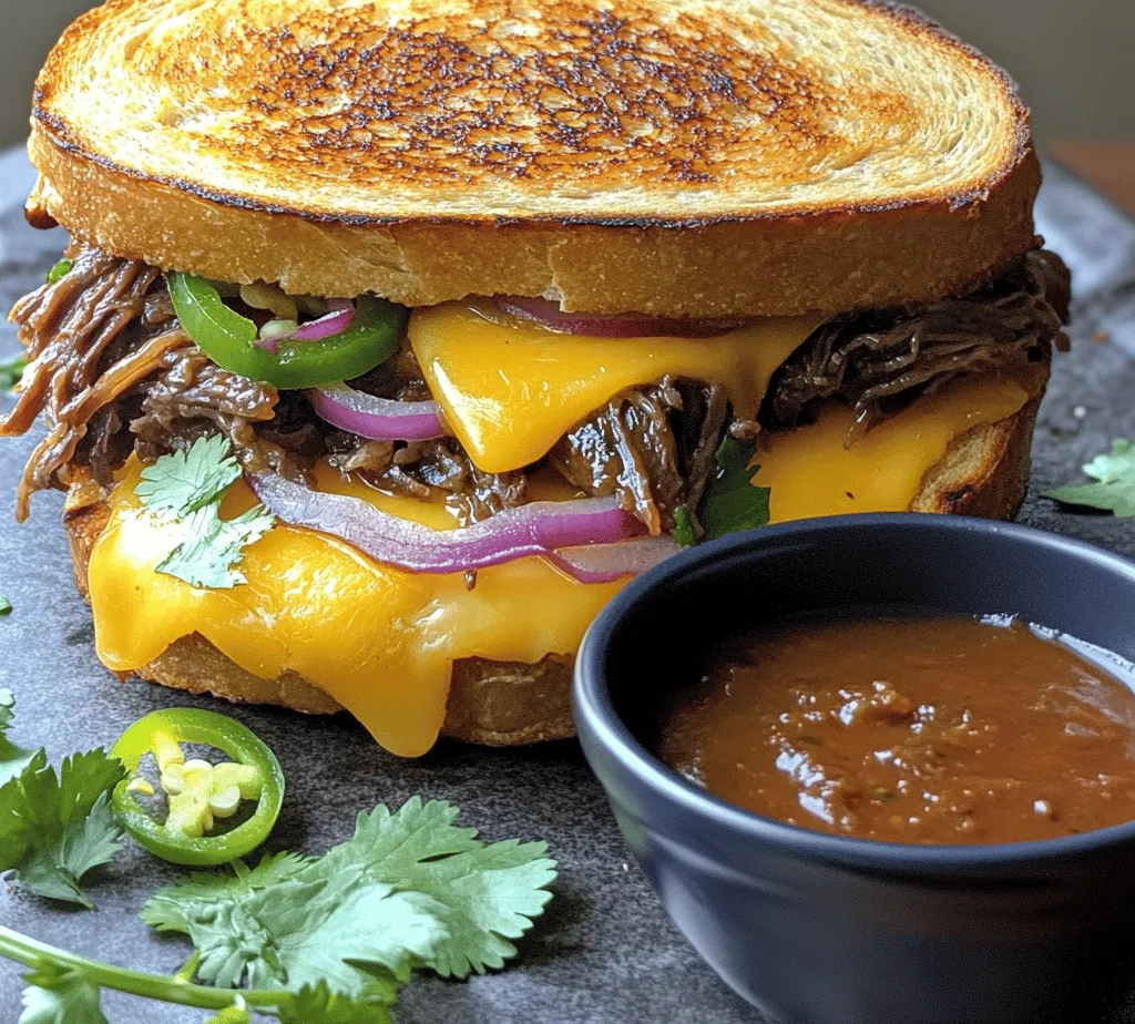To make your birria grilled cheese, you need some key steps. First, gather all your ingredients. You will need shredded birria beef, sourdough bread, and cheese. Oaxaca cheese works well, but you can use mozzarella too. I also like to add cheddar cheese for extra flavor.