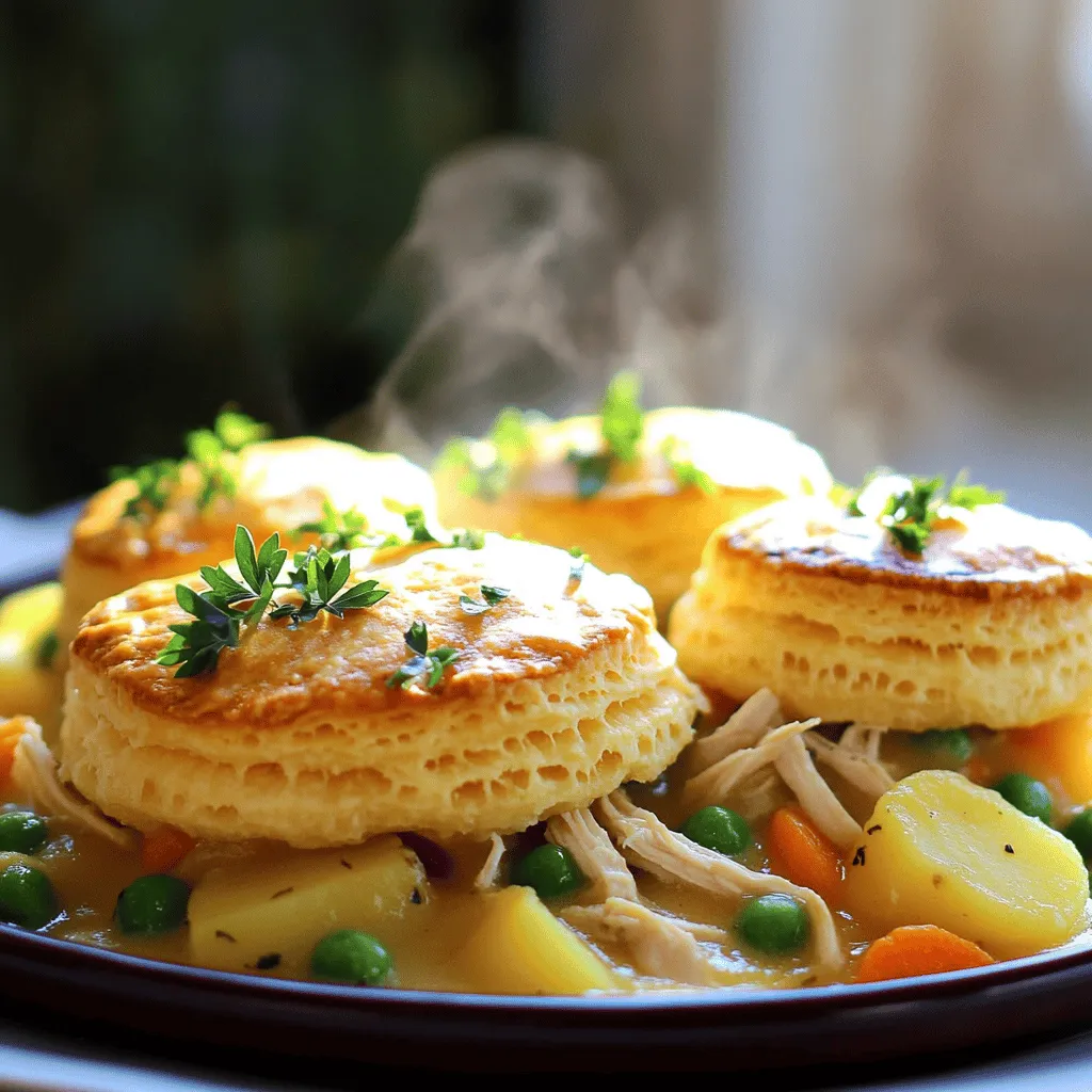 - 2 cups cooked chicken, shredded - 1 cup frozen peas and carrots - 1 cup diced potatoes (parboiled) - 1/2 cup diced onion - 2 cloves garlic, minced