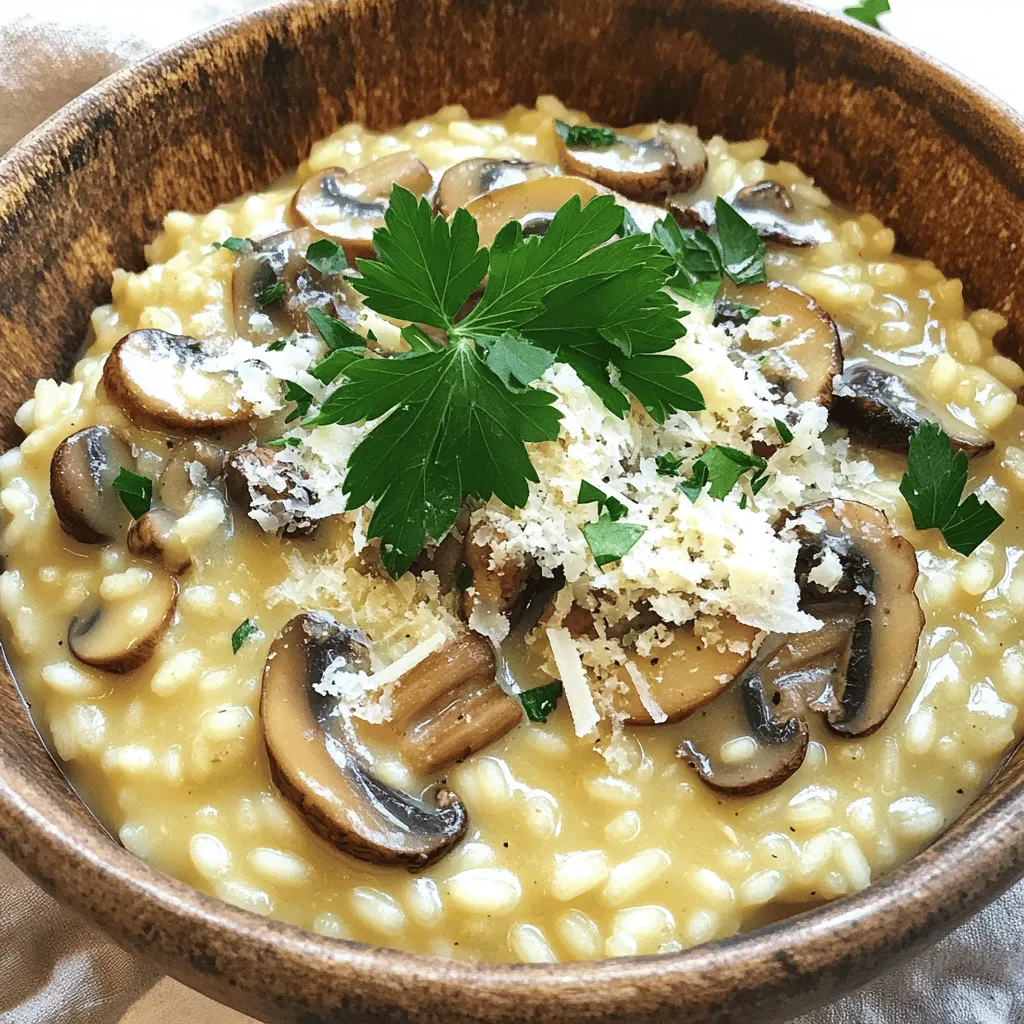 To make this tasty dish, gather these key ingredients: - 1 ½ cups Arborio rice - 4 cups vegetable broth - 2 tablespoons olive oil - 1 onion, finely chopped - 3 cloves garlic, minced - 2 cups mixed mushrooms (such as cremini, shiitake, and portobello), sliced - 1 cup heavy cream - ½ cup grated Parmesan cheese - Salt and pepper to taste - Fresh parsley, chopped (for garnish)