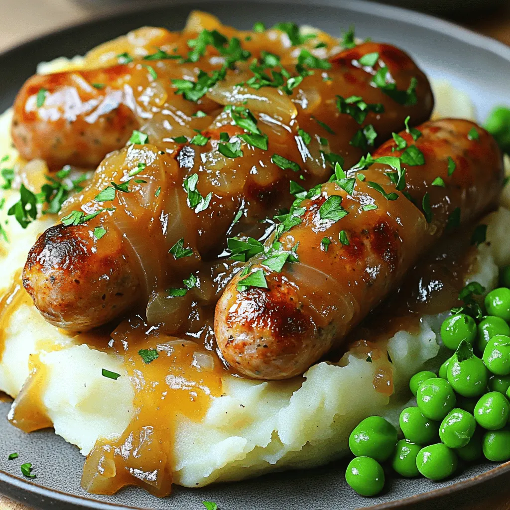 To make a great bangers and mash, you need a few key ingredients. The first is sausages. I prefer using pork sausages; they bring great flavor. You can choose spicy or herby sausages based on your taste.