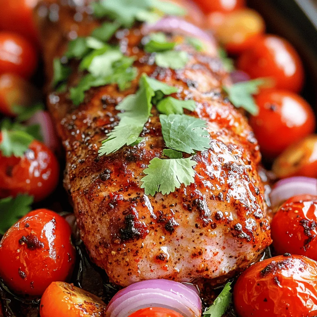 - 1.5 lbs pork tenderloin - 3 tablespoons harissa paste - 2 tablespoons olive oil - 4 cloves garlic, minced