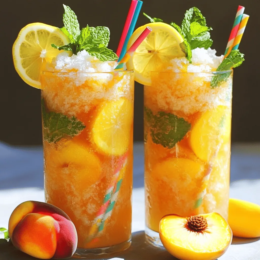You need simple ingredients for a tasty peach lemonade slush recipe. Start with 3 ripe peaches. They should be sweet and juicy. You can use yellow or white peaches. Both give great flavor. Make sure they are soft to the touch.