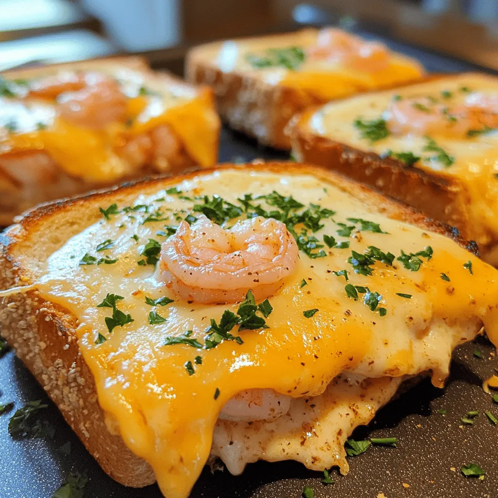Cheesy Garlic Bread Shrimp Grilled Cheese Delight