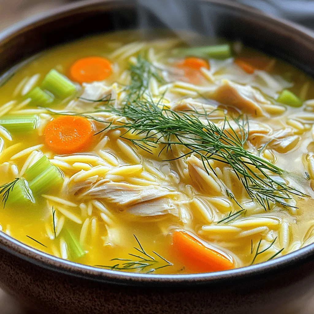 Avgolemono Greek Lemon Chicken Soup shines with simple, fresh ingredients. This soup is healthy and comforting. The main star is chicken, which adds protein and flavor. I prefer using boneless, skinless chicken thighs. They stay juicy and tender, enhancing the soup