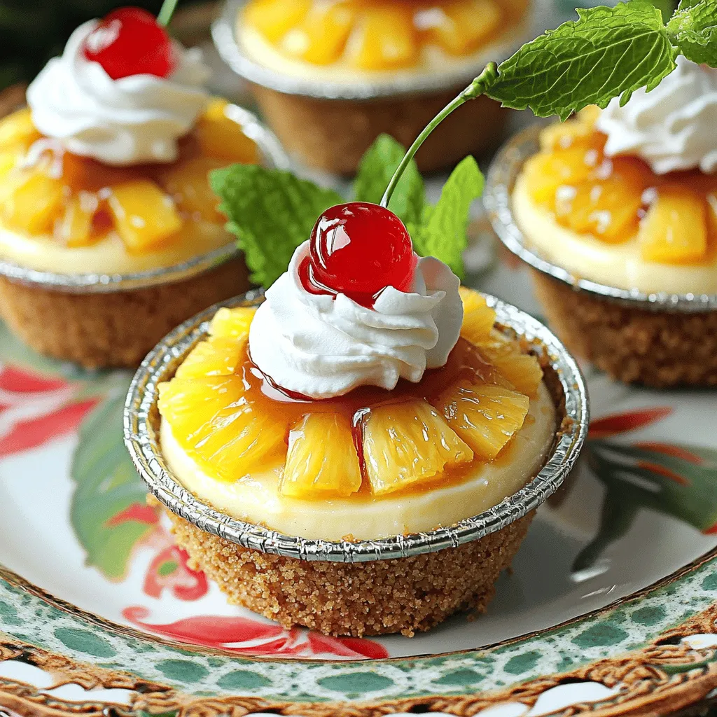 To make pineapple upside-down cheesecakes, you need a mix of sweet and creamy items that create a perfect bite.