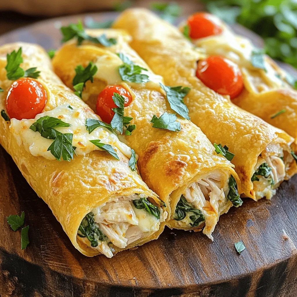 Cheesy garlic chicken wraps are tasty meals that blend flavors well. They have tender chicken mixed with cheese and garlic. You can wrap this filling in soft tortillas. This dish is fun to eat and easy to make.