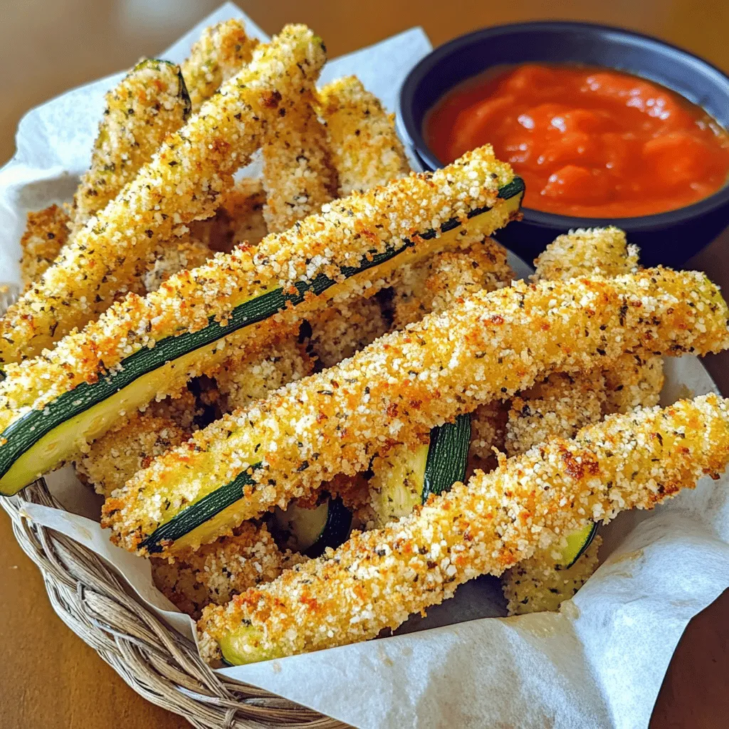 To make baked Parmesan zucchini fries, start with the right ingredients. You need two medium zucchinis, panko breadcrumbs, grated Parmesan cheese, garlic powder, onion powder, smoked paprika, black pepper, eggs, olive oil, and salt. These simple items create a tasty snack with bold flavors.