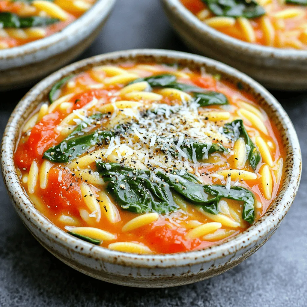 One-Pot Creamy Tomato Spinach Orzo Delightful Meal