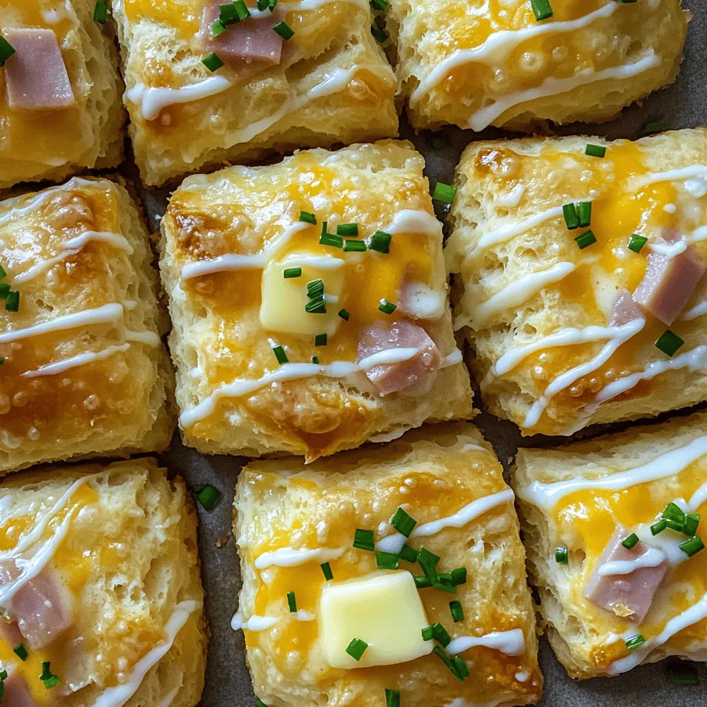 Savory Ham and Cheese Butter Swim Biscuits Recipe