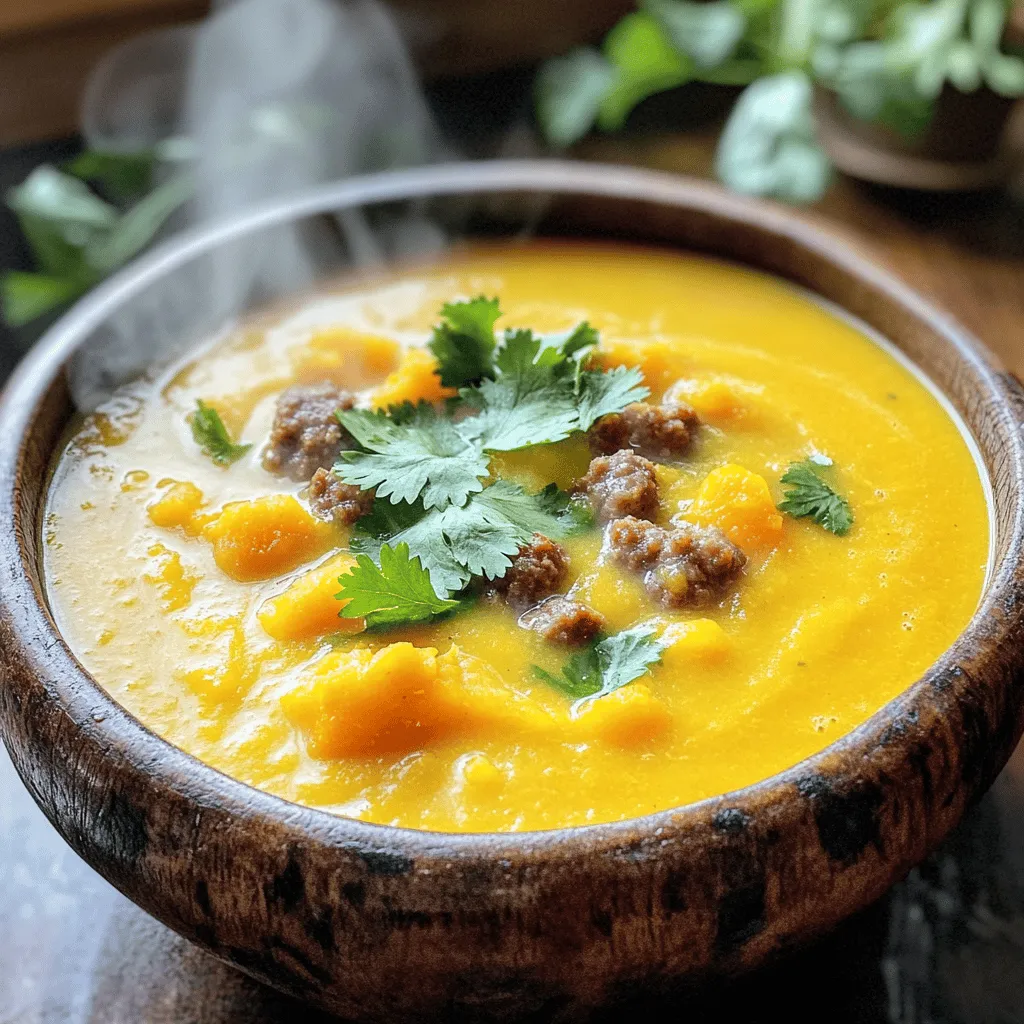 To make a great beef sausage butternut soup, you need some key ingredients. The star of this dish is the butternut squash. It adds a sweet and creamy base. I like to use one medium squash, peeled and diced.