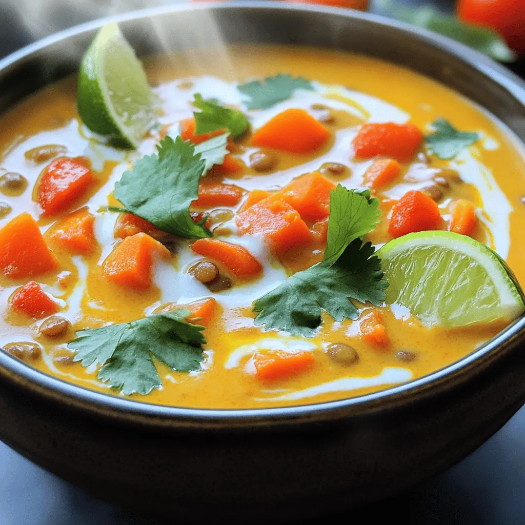 In making creamy coconut curry lentil soup, you need a few key ingredients. The main star is lentils. I suggest using green or brown lentils. They hold their shape well and offer great texture.
