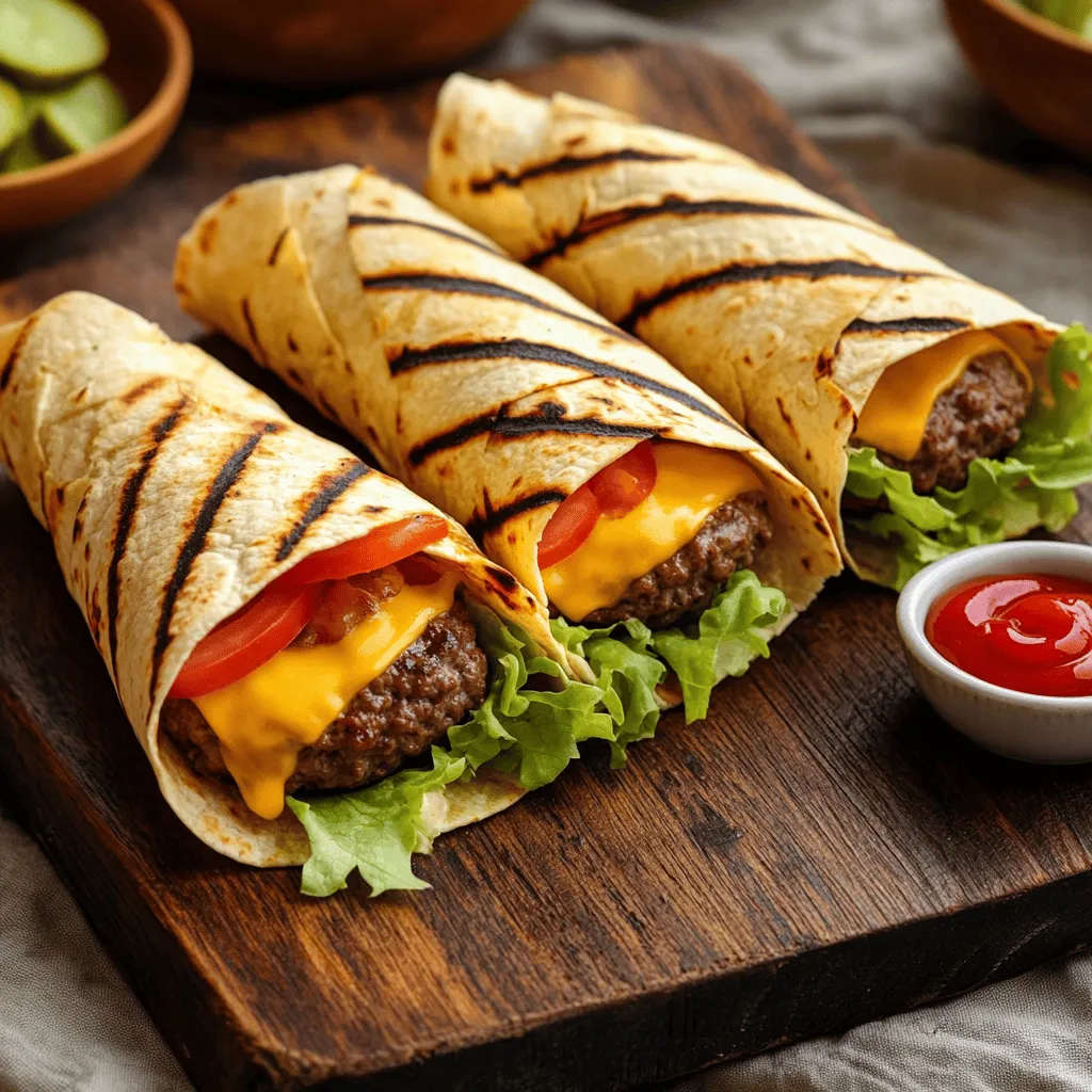 To make the best grilled cheeseburger wraps, you need key ingredients. First, ground beef is a must. It gives the wraps that rich, meaty flavor. I recommend using one pound for four wraps.