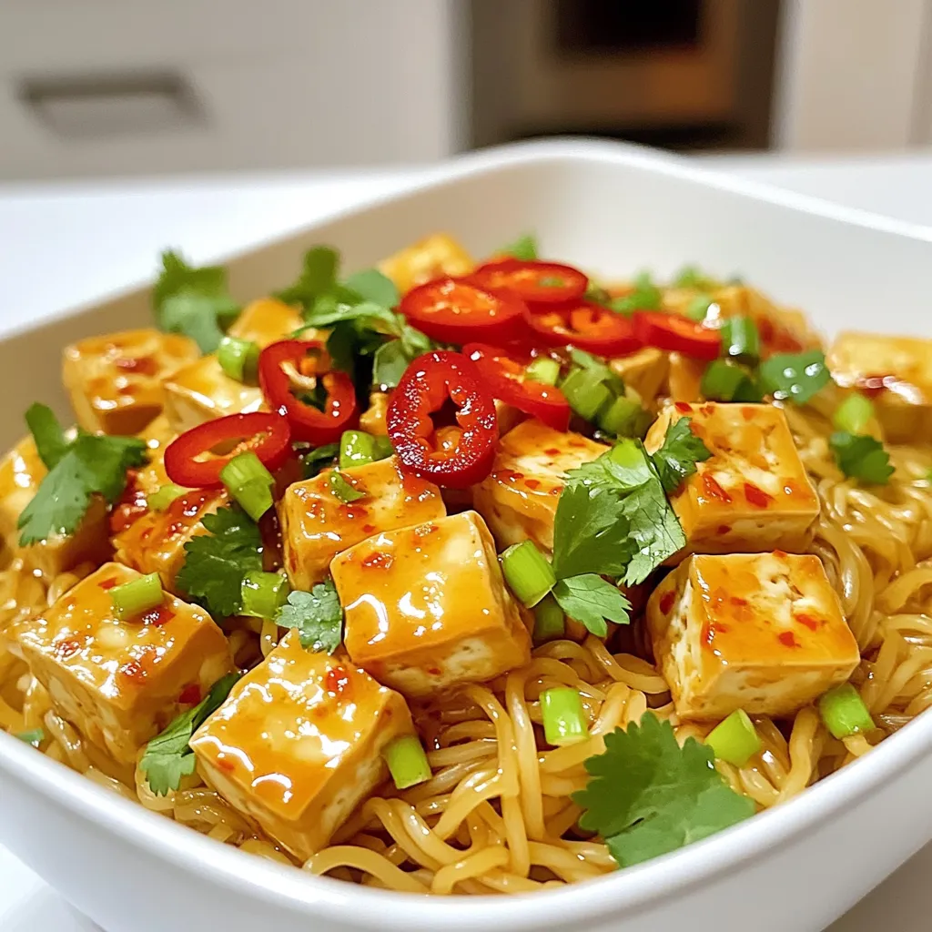Minute Garlic Chili Noodles with Tofu Delightful Meal
