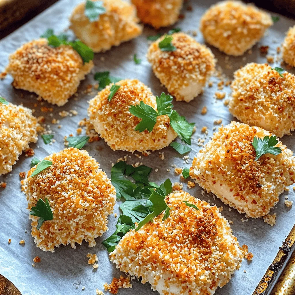 Oven-baked chicken bites are small pieces of chicken that are seasoned, coated, and baked. They are crispy on the outside and juicy on the inside. This easy oven-baked chicken bites recipe is perfect for snacks or meals. You can serve them at parties or enjoy them as a quick dinner.