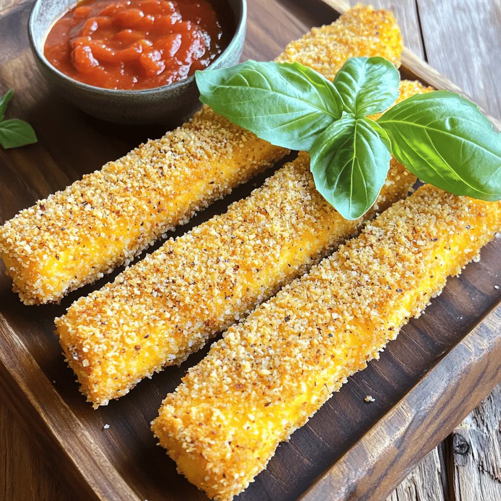 To make mozzarella sticks at home, you can use several methods. Each method gives a unique taste and texture. I often use deep-frying for that classic crunch. Deep-fried mozzarella sticks come out crispy on the outside and gooey on the inside.