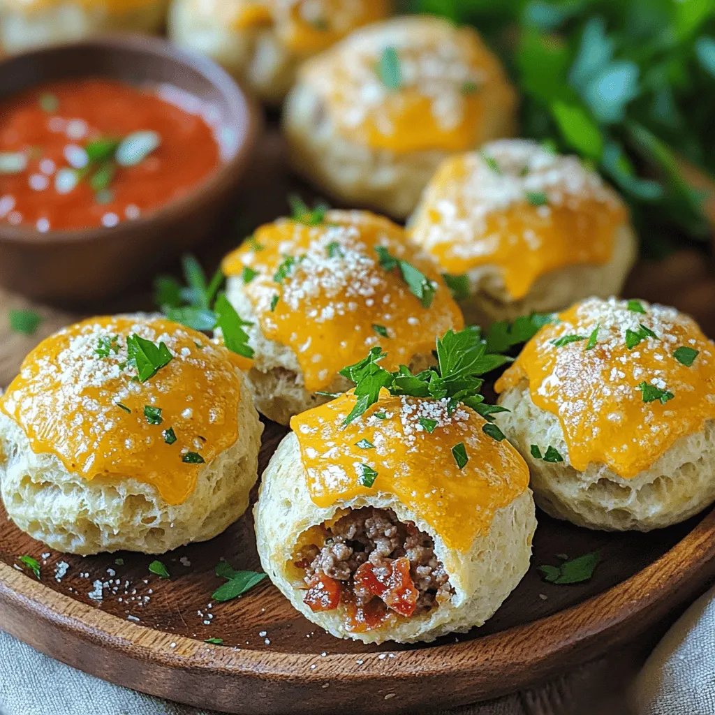 Garlic Parmesan Bacon Cheeseburger Bombs are a tasty twist on classic burgers. They are small, handheld bites filled with beef, cheese, and bacon. You wrap this filling in soft biscuit dough. This makes them fun to eat and perfect for parties.