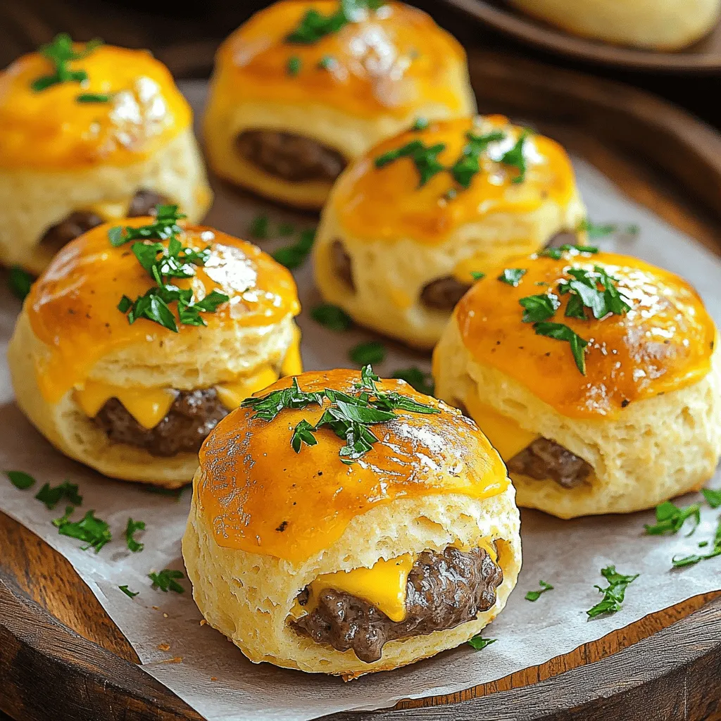 Garlic Parmesan cheeseburger bombs are a tasty twist on classic burgers. They combine juicy beef, cheese, and biscuit dough into a fun snack. You can pop them in your mouth, making them perfect for any gathering. Each bite is warm, cheesy, and full of flavor.