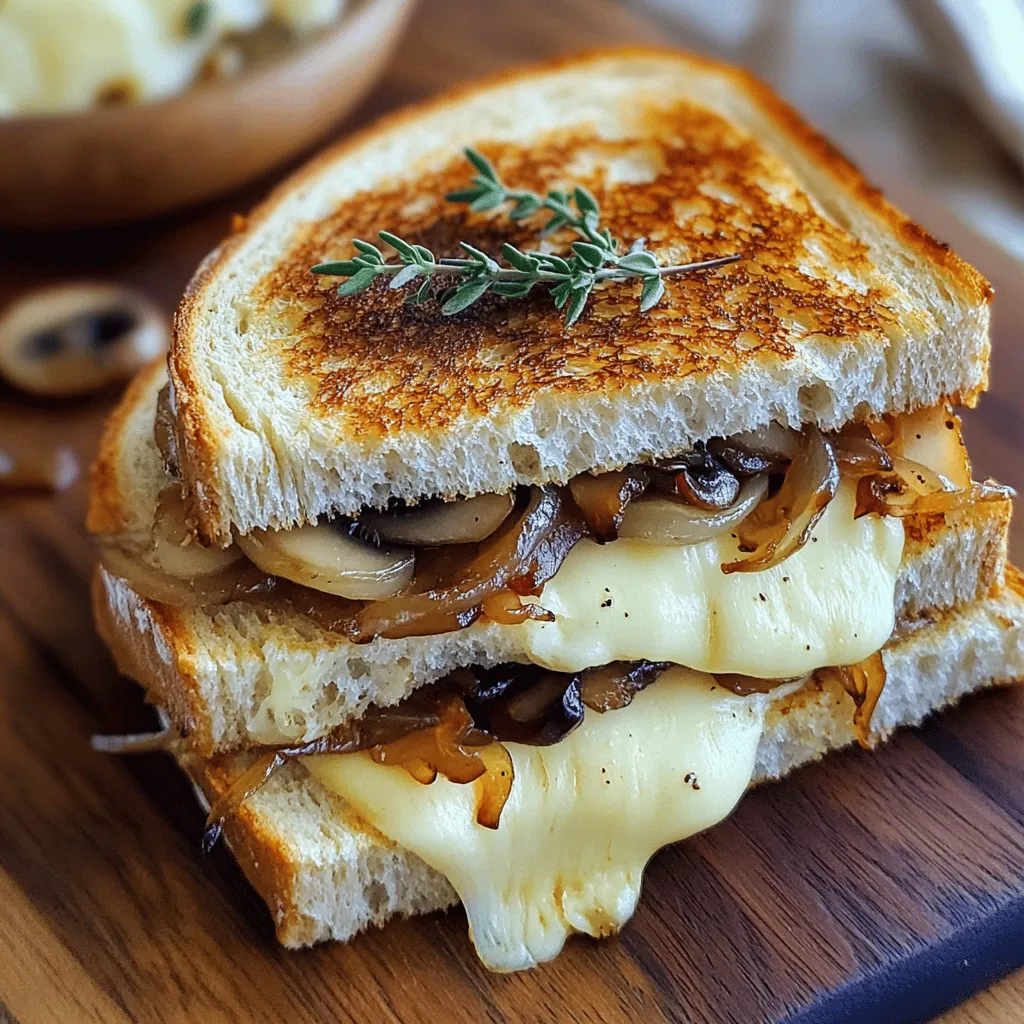 A gourmet grilled cheese recipe starts with great ingredients. The right cheese, bread, and extras make all the difference. For this grilled cheese, I love using smoked Gouda. Its rich flavor pairs perfectly with roasted mushrooms and sweet onions.
