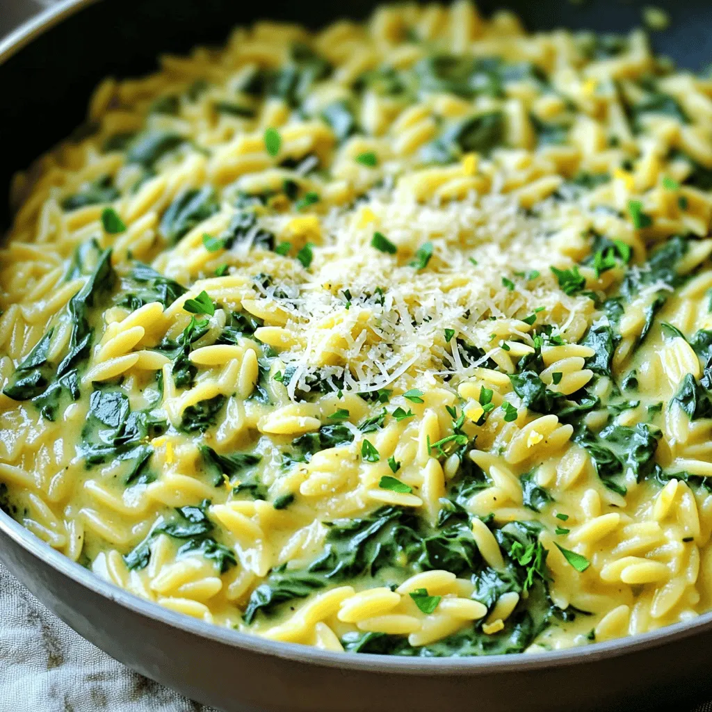 Creamy Spinach Parmesan Orzo One Pan Delight