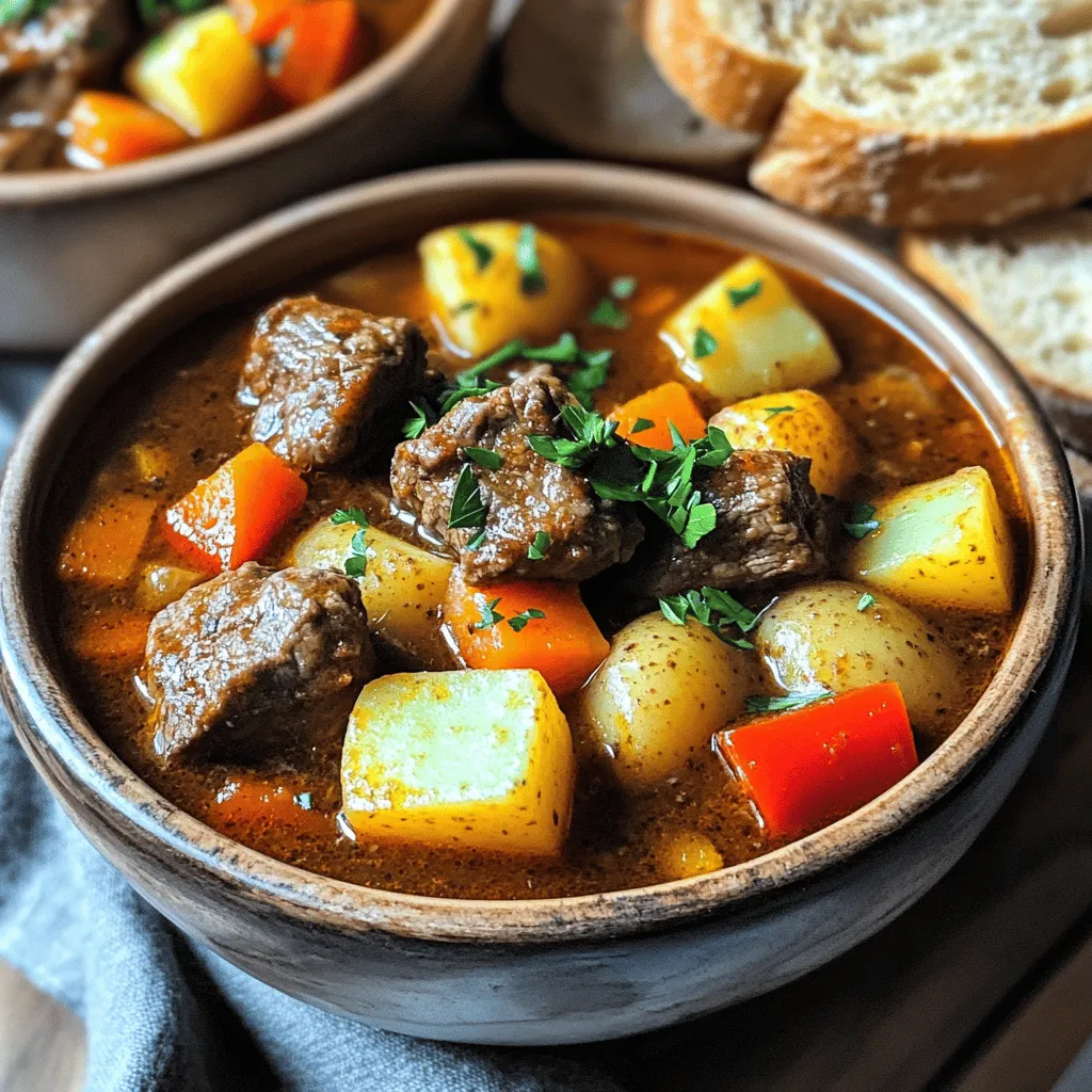 To make this easy goulash recipe, follow these steps. First, gather your ingredients. You will need meat, vegetables, and spices. I suggest beef chuck for its rich flavor. Next, chop the onions and garlic. Heat vegetable oil in a large pot over medium heat.