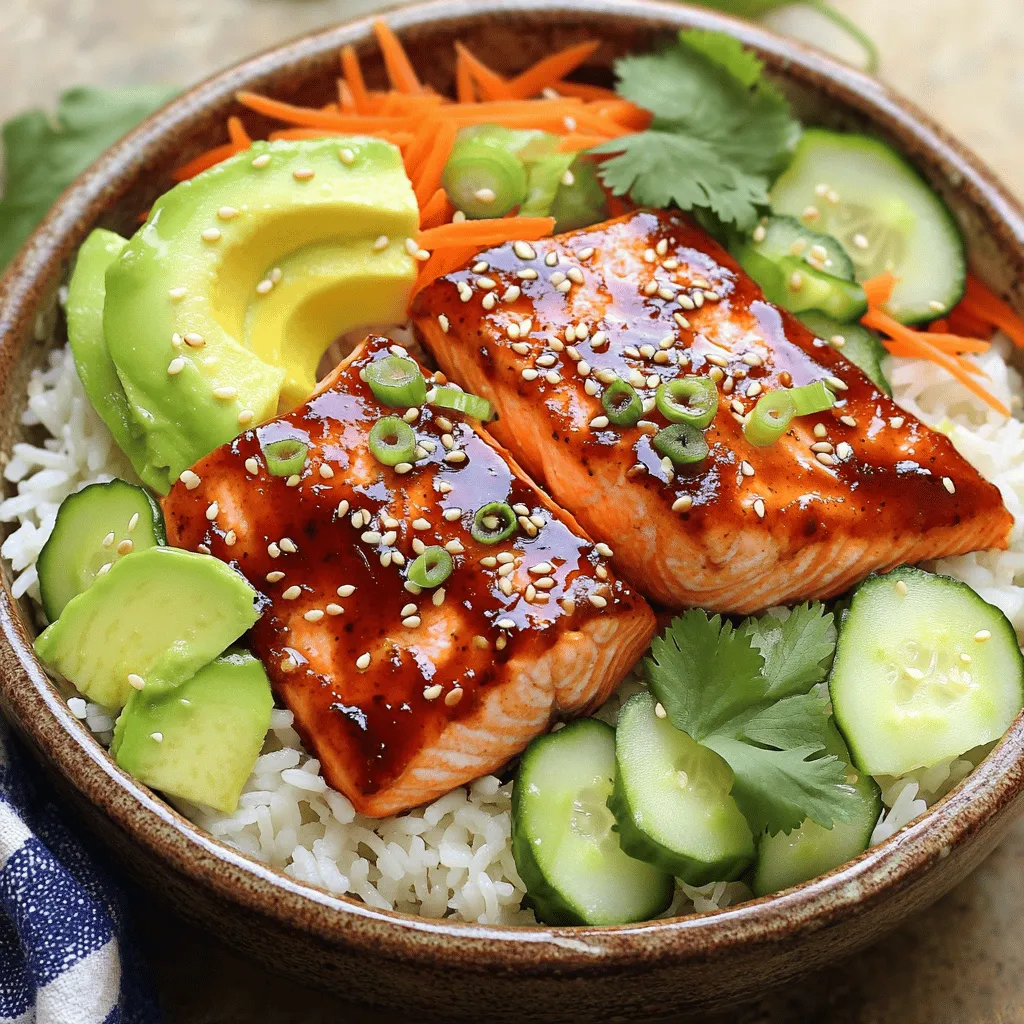 To make a spicy salmon rice bowl, you need fresh and tasty ingredients. Each one adds flavor and nutrition. Here’s what you’ll need: