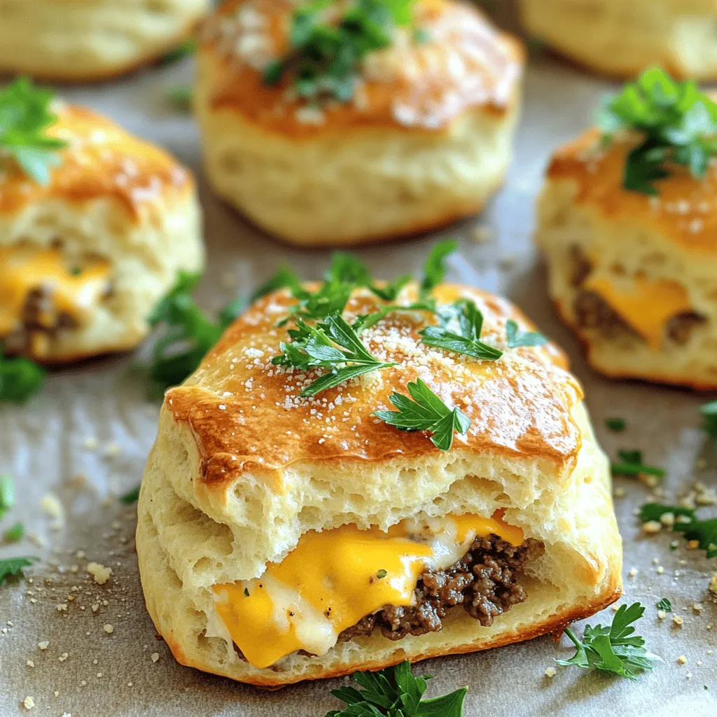 Garlic Parmesan cheeseburger bombs are a tasty and fun snack. They are a mix of flavors and textures. You get a cheesy, juicy beef filling wrapped in soft biscuit dough. The garlic and Parmesan add a lovely twist. This dish brings comfort and joy to any meal.