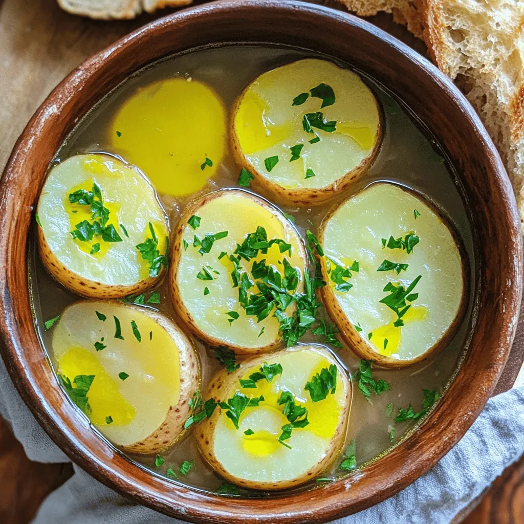 To make savory slow cooker potatoes, gather these key ingredients: - 3 pounds of baby potatoes, halved - 1 packet Lipton onion soup mix - 1 cup vegetable broth - 1/4 cup olive oil - 3 cloves garlic, minced - 1 teaspoon dried thyme - 1 teaspoon black pepper - Salt to taste - Fresh parsley, chopped (for garnish)