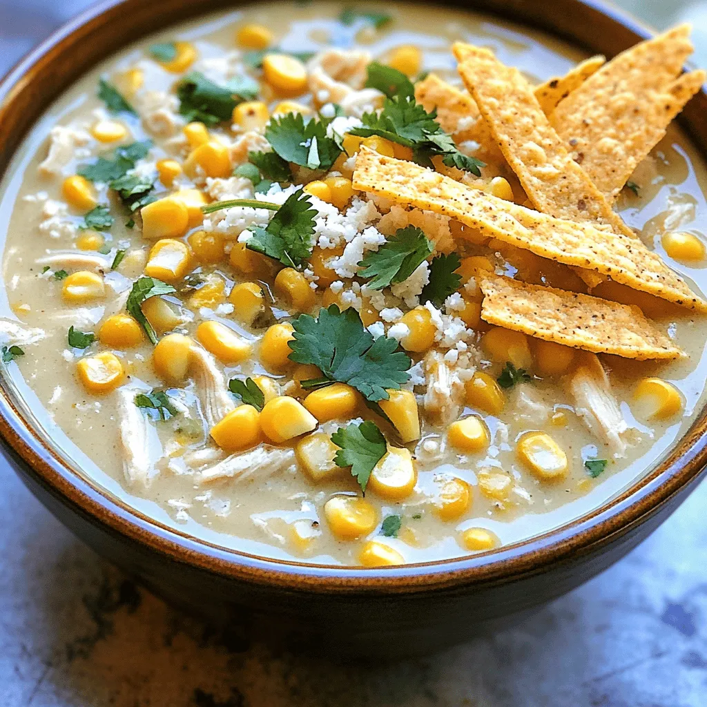 To make Mexican Street Corn White Chicken Chili, you need simple and fresh ingredients. This chili bursts with flavor and warmth.