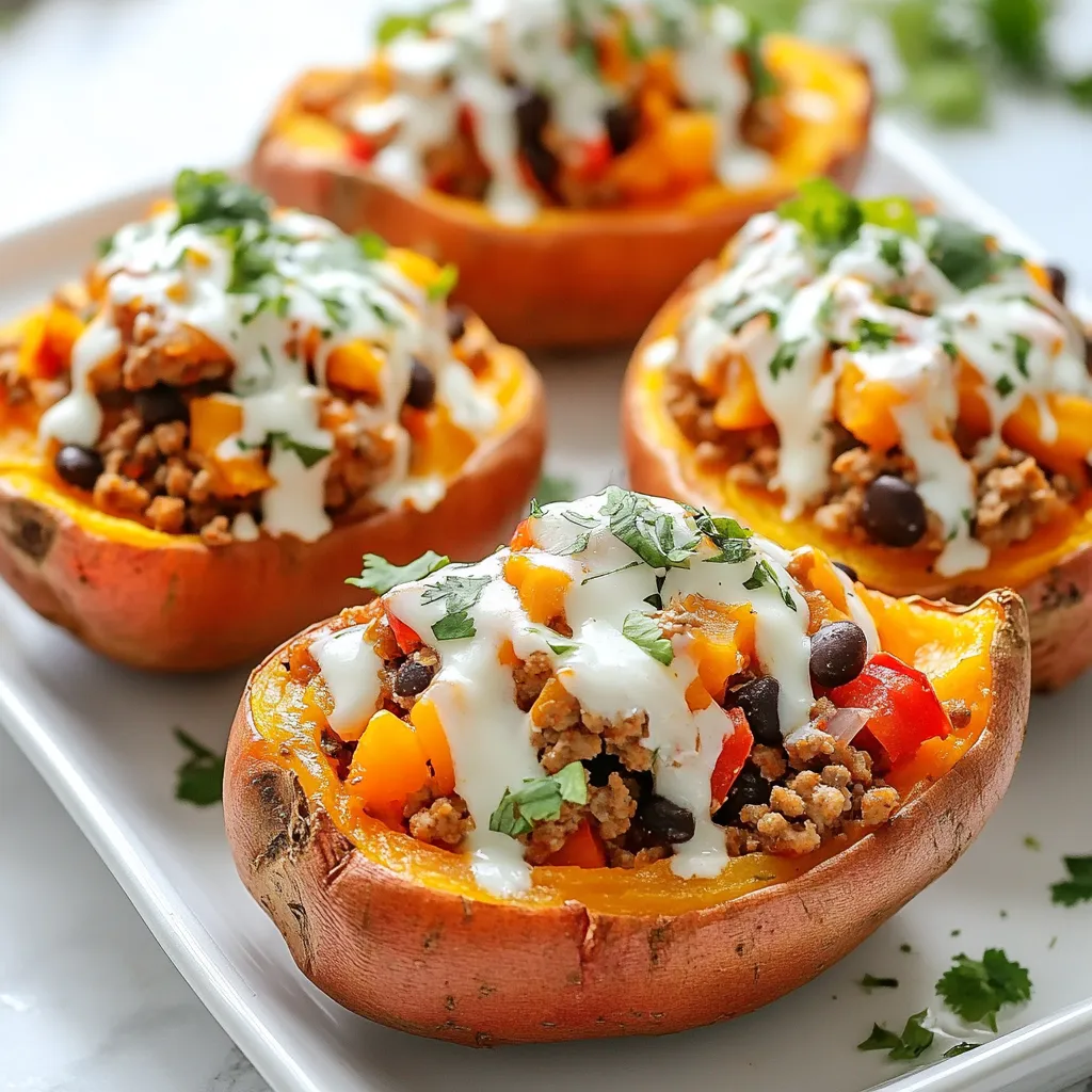 Ground Turkey Stuffed Sweet Potatoes Easy and Healthy