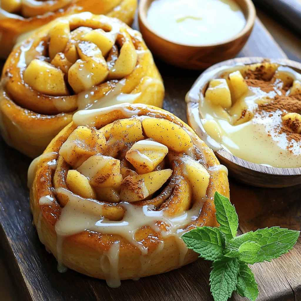 Warm Apple Pie Cinnamon Rolls with Glaze Delight