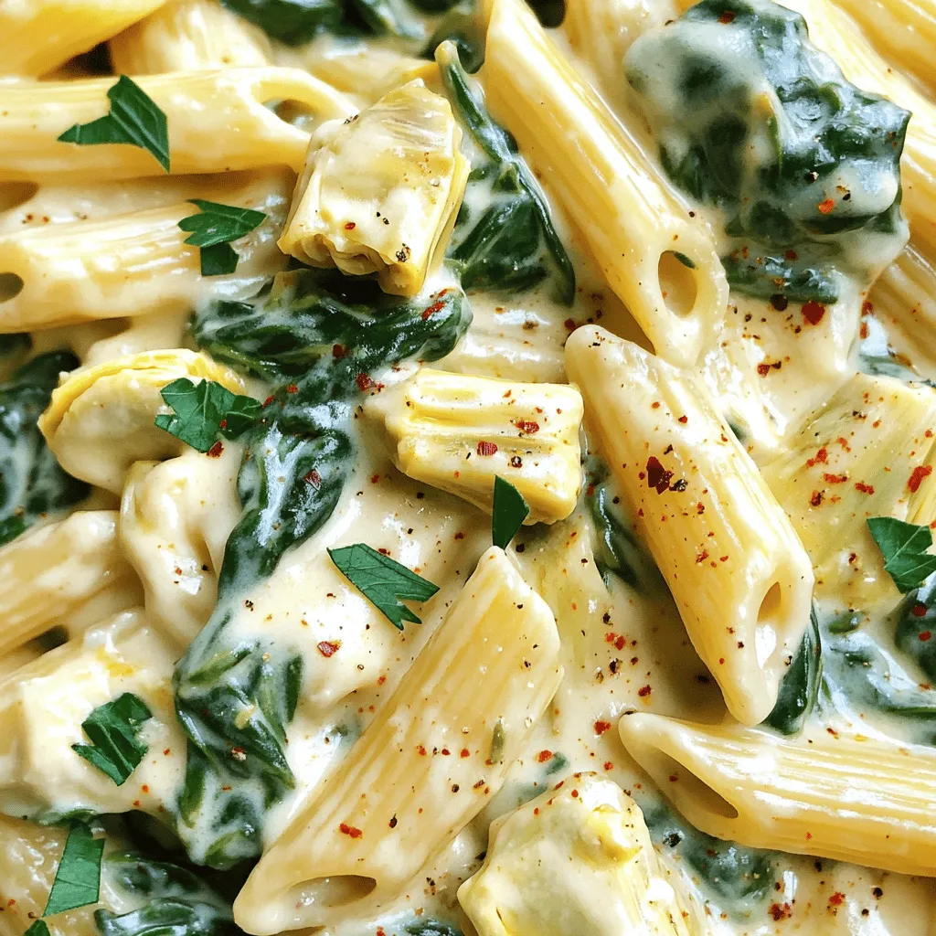 Cheesy Spinach and Artichoke Pasta Delightful Meal