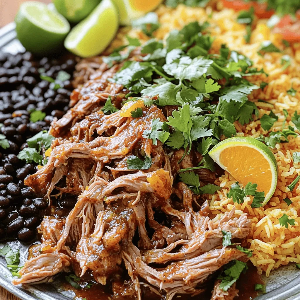 To make a great Cuban Mojo Pork recipe, you need fresh, vibrant ingredients. The main star is pork shoulder. It has the right fat and flavor. I love using citrus juice for the marinade. Fresh orange juice and lime juice give it a tangy kick.