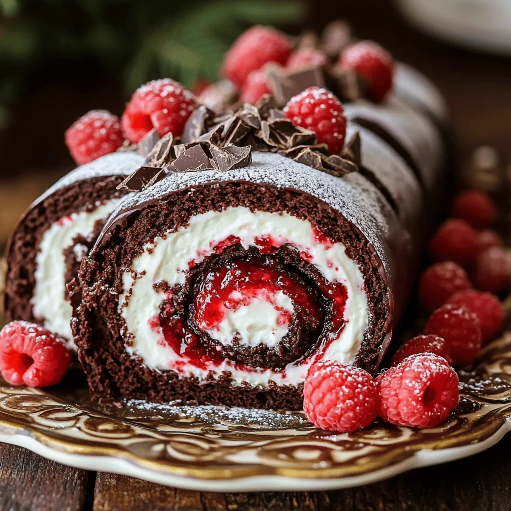To make a raspberry chocolate roll, you need some key ingredients. First, you need 3 large eggs. They add lightness and structure to your cake. Next, use 3/4 cup granulated sugar for sweetness. This helps the cake rise and gives it a nice flavor. You will also need 1 teaspoon of vanilla extract to add warmth. For the dry mix, gather 1/2 cup all-purpose flour and 1/3 cup unsweetened cocoa powder. These are vital for texture and rich chocolate taste. Finally, don’t forget the baking powder and a pinch of salt. The baking powder makes it rise, and the salt enhances all the flavors.