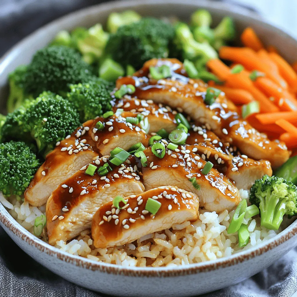 - 2 boneless, skinless chicken breasts - 1 tablespoon olive oil - Salt and pepper to taste - 1 cup jasmine rice - 2 cups water or chicken broth - 1/4 cup low-sodium soy sauce - 2 tablespoons honey - 2 tablespoons rice vinegar - 1 tablespoon sesame oil - 2 cloves garlic, minced - 1 teaspoon fresh ginger, grated - 1 tablespoon cornstarch dissolved in 2 tablespoons water