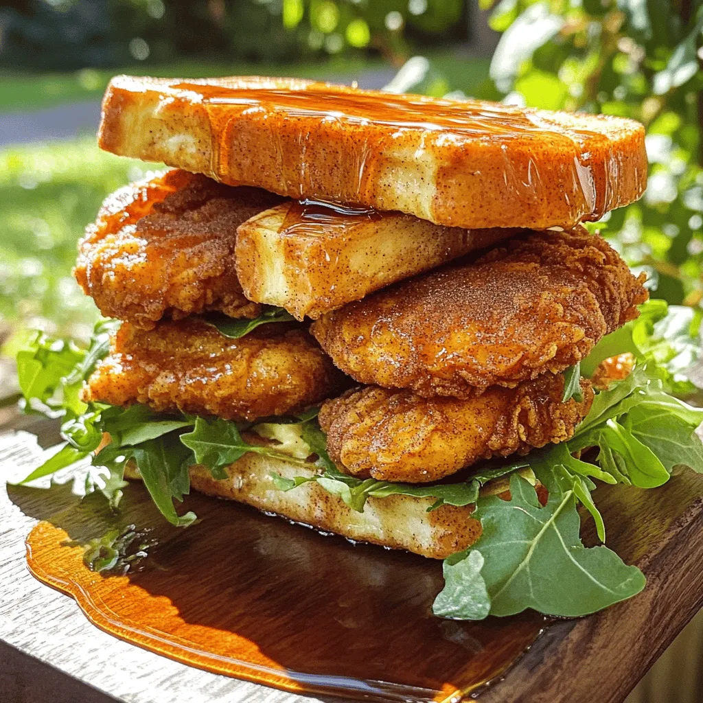 To make a French Toast Fried Chicken Sandwich, you need a few key ingredients. First, focus on the chicken. Use two boneless chicken thighs. They stay juicy and tender. Soak them in buttermilk for at least an hour. This step gives extra flavor and moisture.