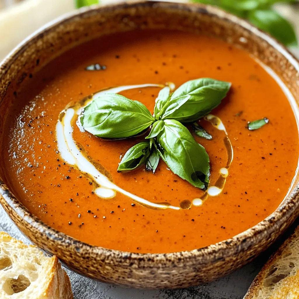 Roasted red pepper soup needs a few key ingredients to shine. The main star is the red bell pepper. I love using four large peppers for a rich flavor. They add sweetness and color to the dish. Next, I include a medium onion and three cloves of garlic. These two create a great base. I also add one medium carrot for a touch of earthiness.