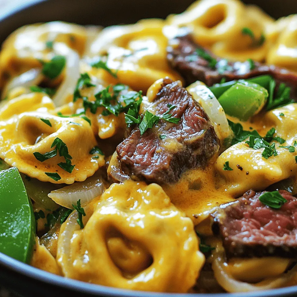 Cheesesteak Tortellini in Rich Provolone Sauce Delight