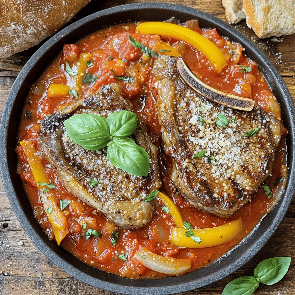 For a true steak pizzaiola, you need simple yet bold ingredients. Start with two ribeye steaks. They bring rich flavor and tenderness. Use olive oil for cooking, as it adds depth. You’ll also need garlic, dried oregano, and red pepper flakes for spice. Don’t forget a can of crushed tomatoes for the sauce. Fresh peppers and onions bring color and sweetness. Season with salt and pepper to balance the flavors. Finally, fresh basil and grated Parmesan finish the dish perfectly.