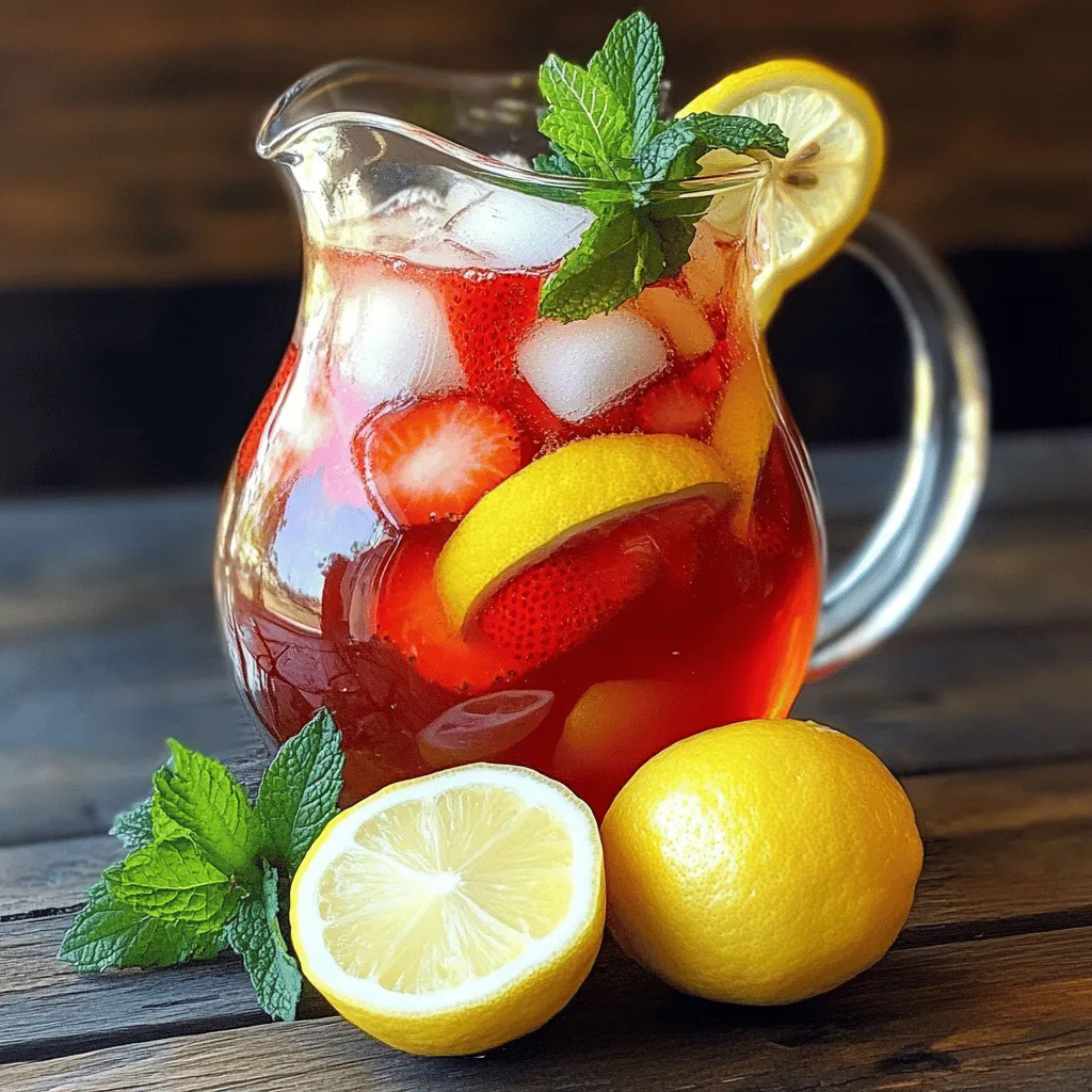 To make the best strawberry sweet tea, you need just a few key ingredients. First, black tea is essential. It gives the drink a strong base, perfect for mixing with sweet strawberries. I recommend using four black tea bags for a rich flavor.