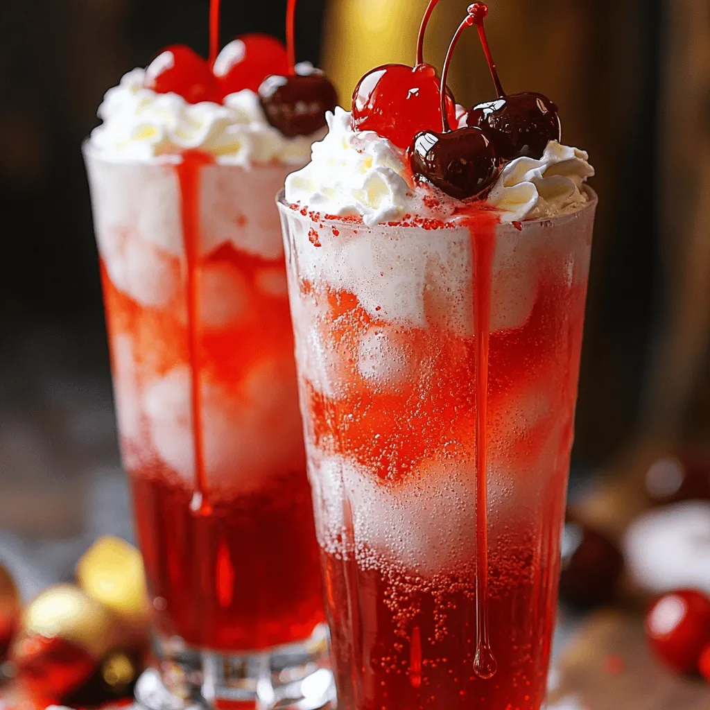 To make Cherry Italian Cream Sodas, you need a few key ingredients. First, you will need 1 cup of cherry syrup. This can be either store-bought or homemade, which gives you flexibility in flavor. Next, grab 2 cups of club soda for that bubbly kick. You will also need 1 cup of heavy cream to create a rich topping. A teaspoon of vanilla extract adds a lovely depth. Finally, have whipped cream and maraschino cherries ready for garnish. Don’t forget ice cubes to keep your drink chilled!