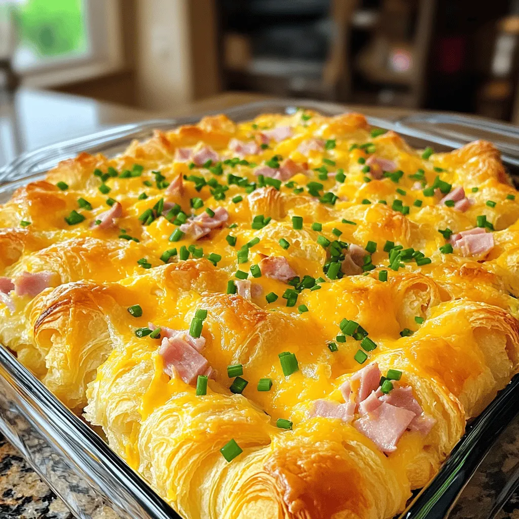 Ham and Cheese Croissant Breakfast Casserole Delight