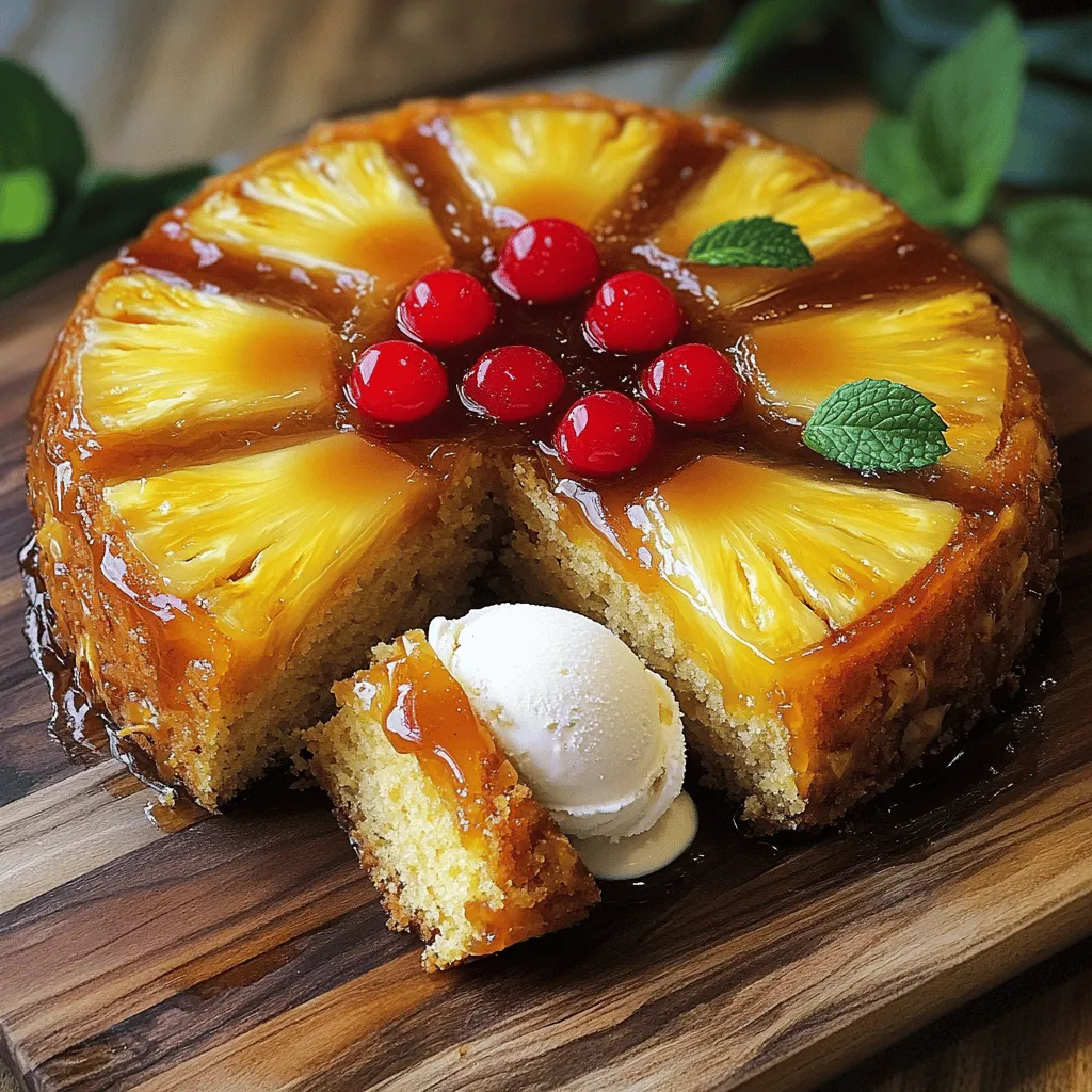 - 1 cup unsalted butter (2 sticks) - 1 cup brown sugar, packed - 1 (20 oz) can pineapple slices, drained - Maraschino cherries (about 10) - 2 cups all-purpose flour - 1 teaspoon baking powder - 1/2 teaspoon baking soda - 1/2 teaspoon salt - 1 cup granulated sugar - 3 large eggs - 1 teaspoon vanilla extract - 1 cup buttermilk