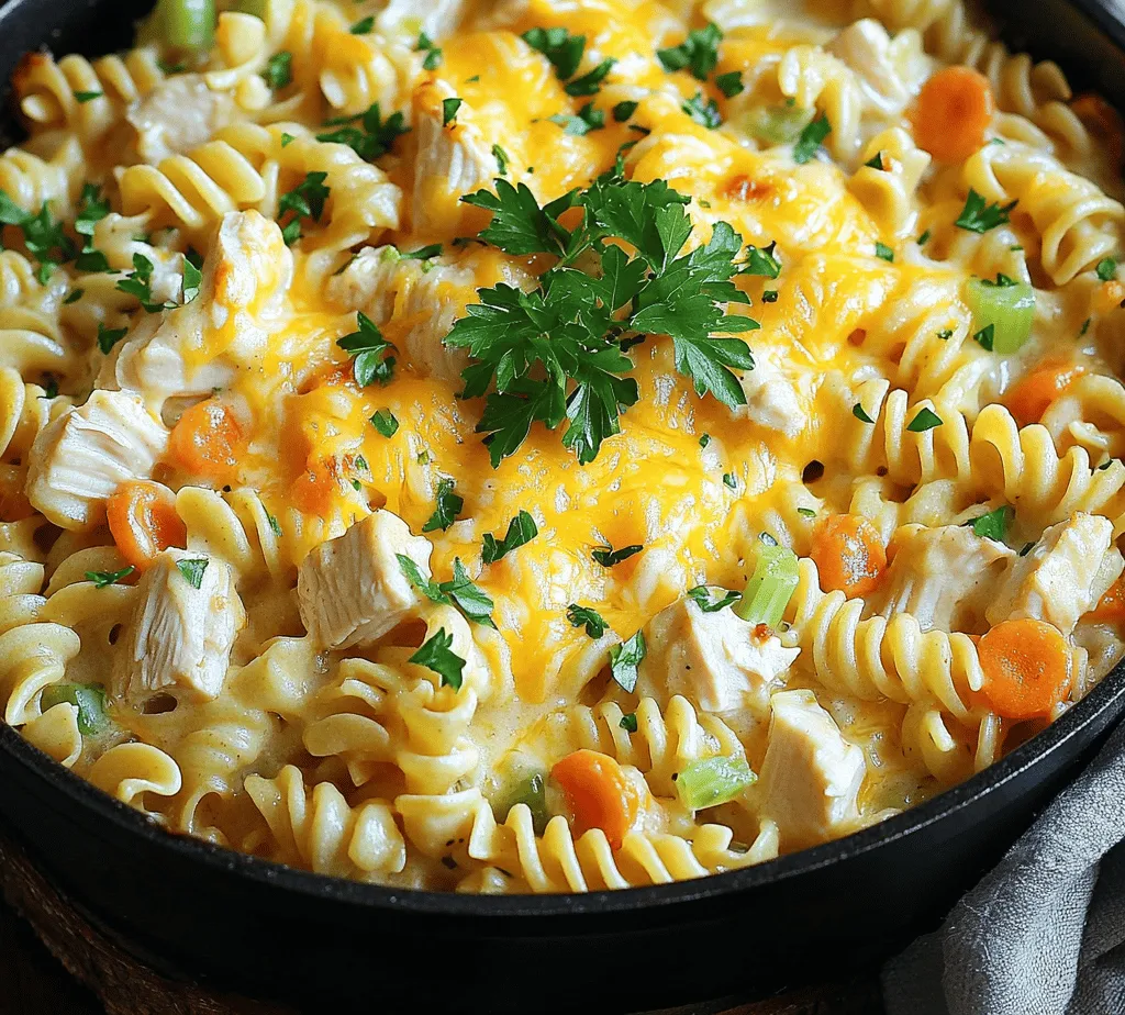 To make Skillet Chicken Noodle Casserole, you need simple ingredients. Gather these items first: