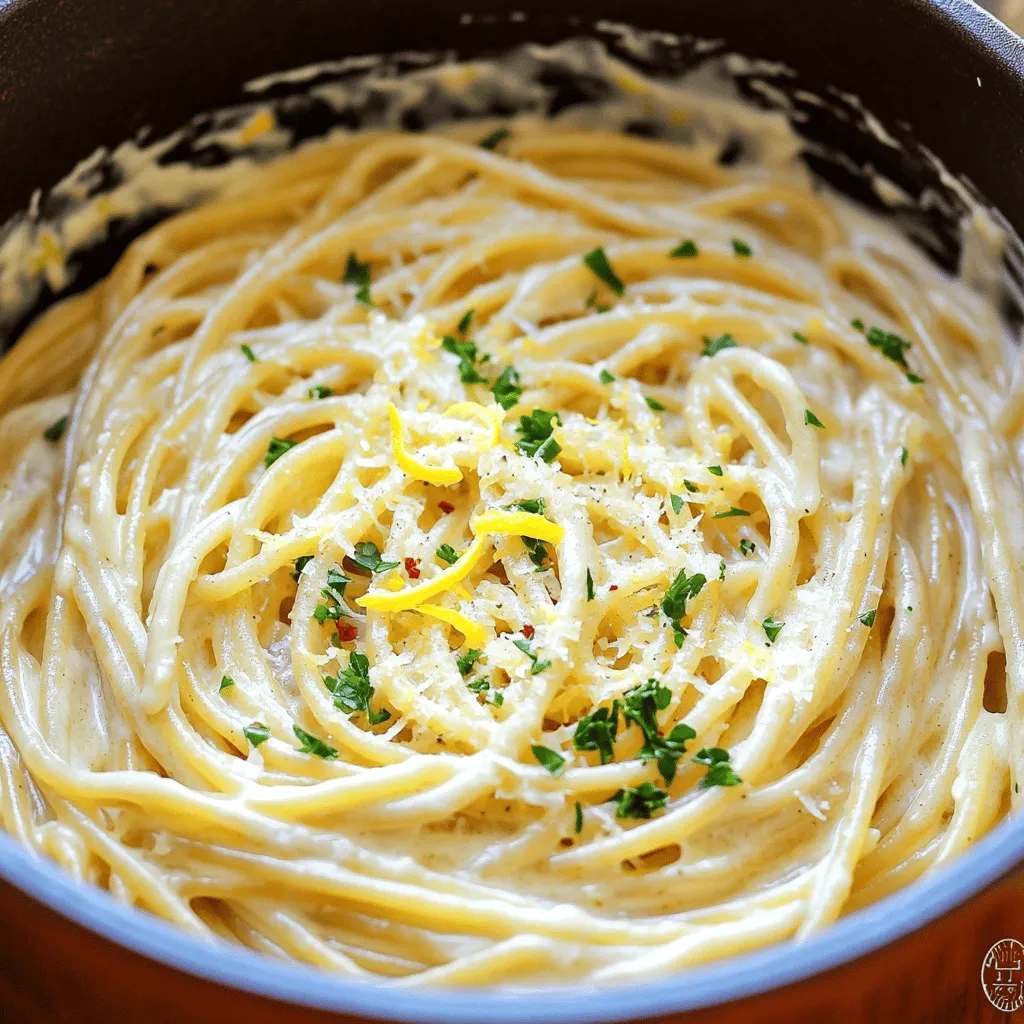 To make this one-pot lemon garlic parmesan pasta, you need simple ingredients. Start with spaghetti or your favorite pasta. Gather four cups of vegetable broth, four cloves of minced garlic, and one teaspoon of red pepper flakes if you like spice. You also need one lemon for zest and juice, one cup of heavy cream, and one cup of freshly grated Parmesan cheese. Lastly, have two tablespoons of olive oil, salt, pepper, and fresh parsley for garnish.