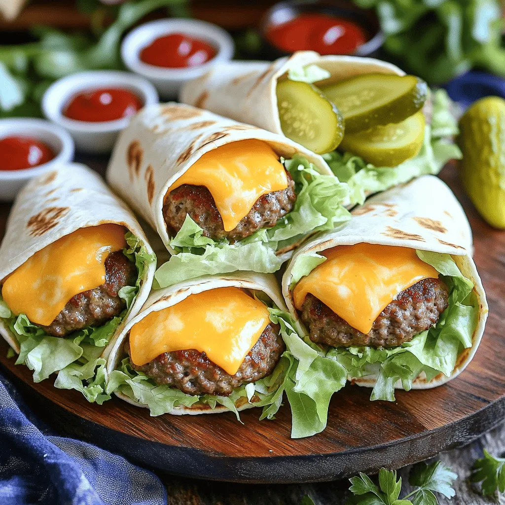 To make grilled cheeseburger wraps, you need some key ingredients. Here’s what you will use: